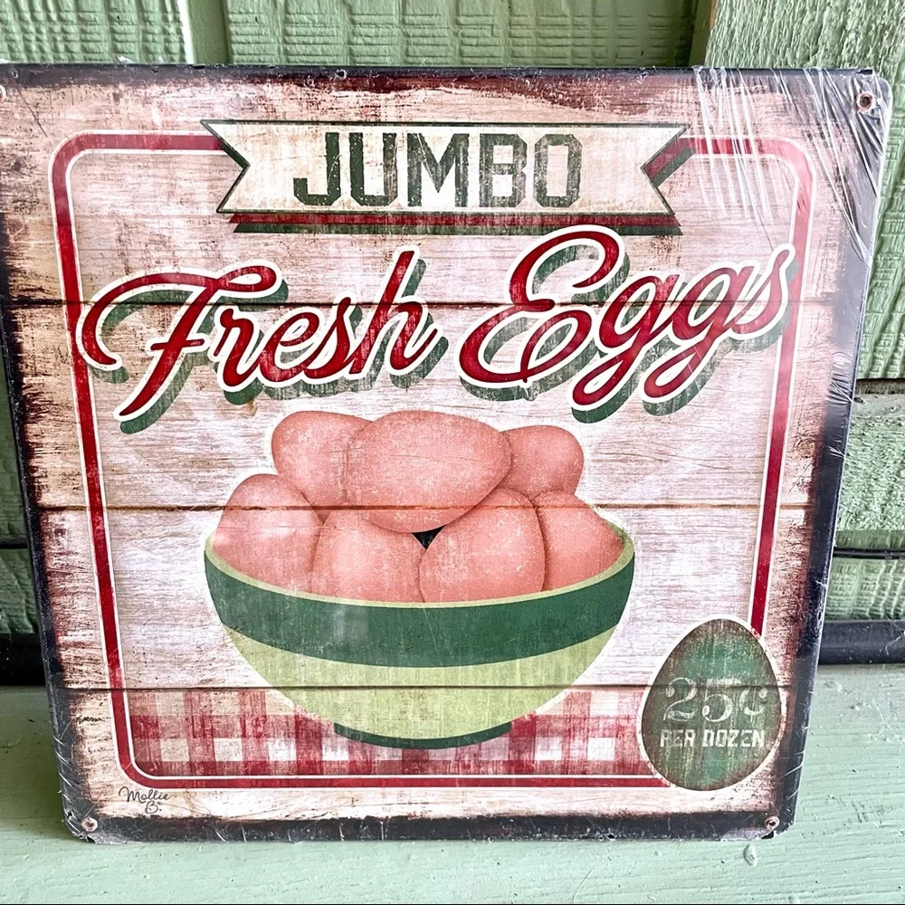 NEW Heavy Duty Steel Jumbo Fresh Eggs Metal Sign